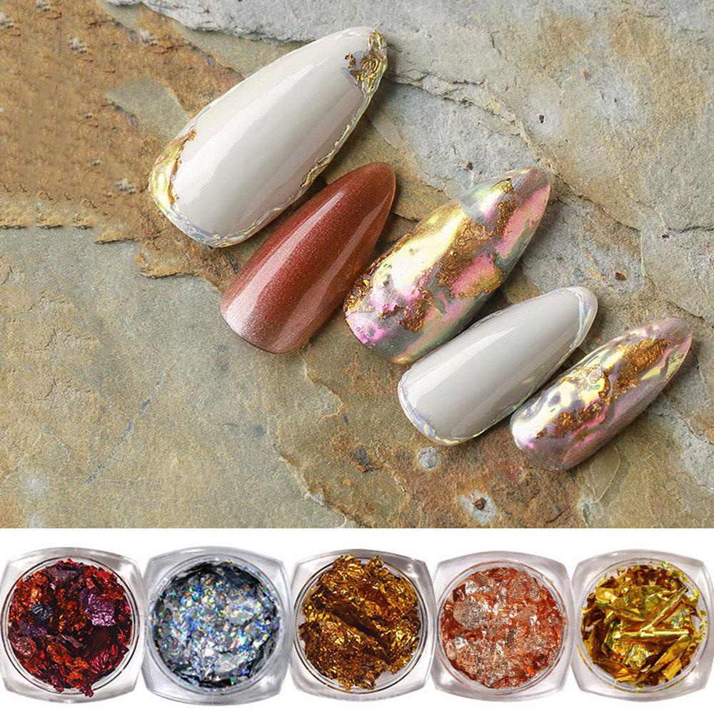 Needway Tidak Teratur Aluminium Foil Kertas Emas Perak 3D Dekorasi Kuku Manicure Tools Sequin