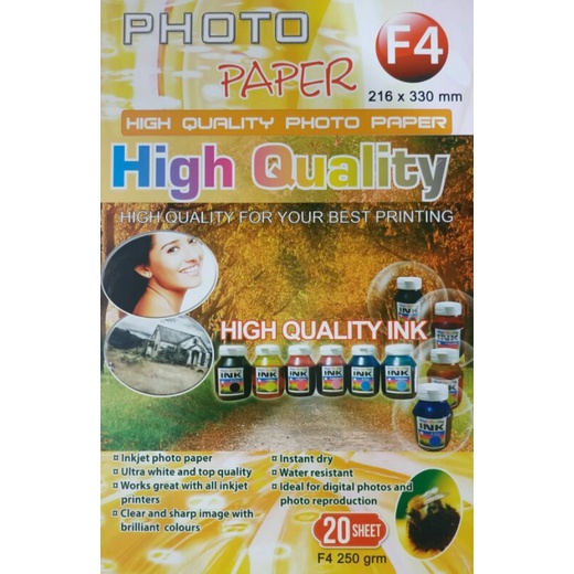 

Kertas foto glossy F4 isi 20 lembar