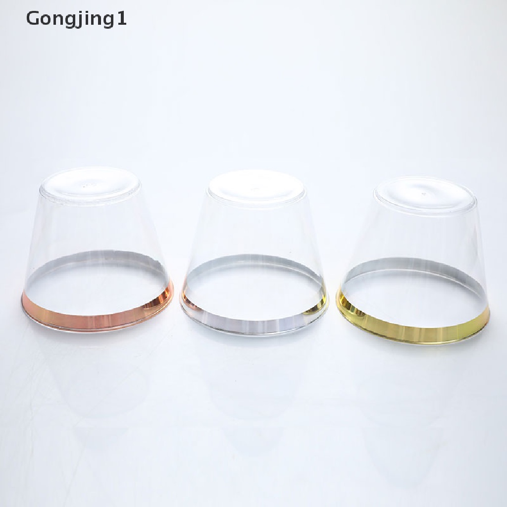 Gongjing1 Gelas wine Plastik Keras Sekali Pakai 9oz Warna Emas Untuk Pesta Pernikahan