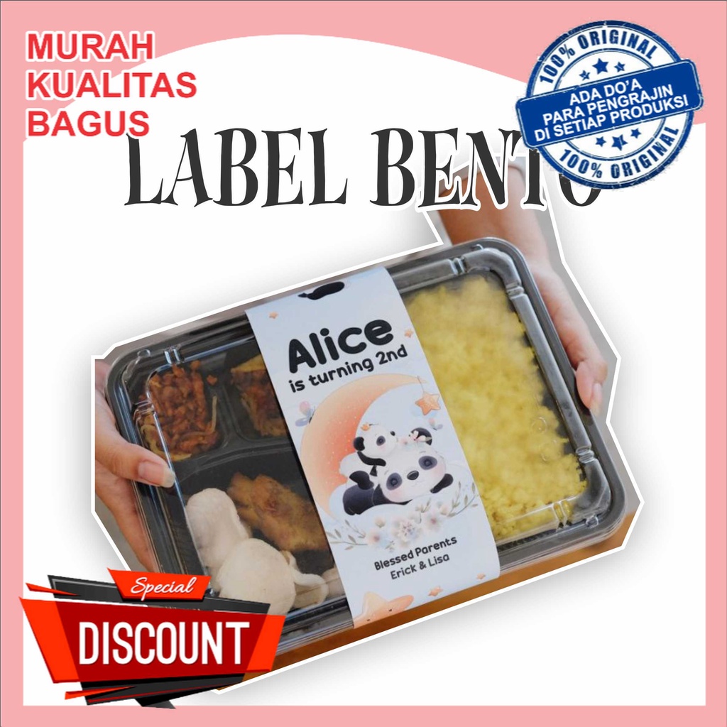 [AENBAG] Label Bento Custom, Paperbelt Bento Custom, Kertas Bento Ulang Tahun PRINT