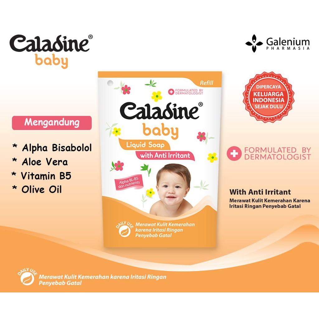 CALADINE Baby LIQUID SOAP 210 ml - REFILL - Sabun Mandi Cair Bayi Anti Iritasi Pouch 210ml EXP 2025
