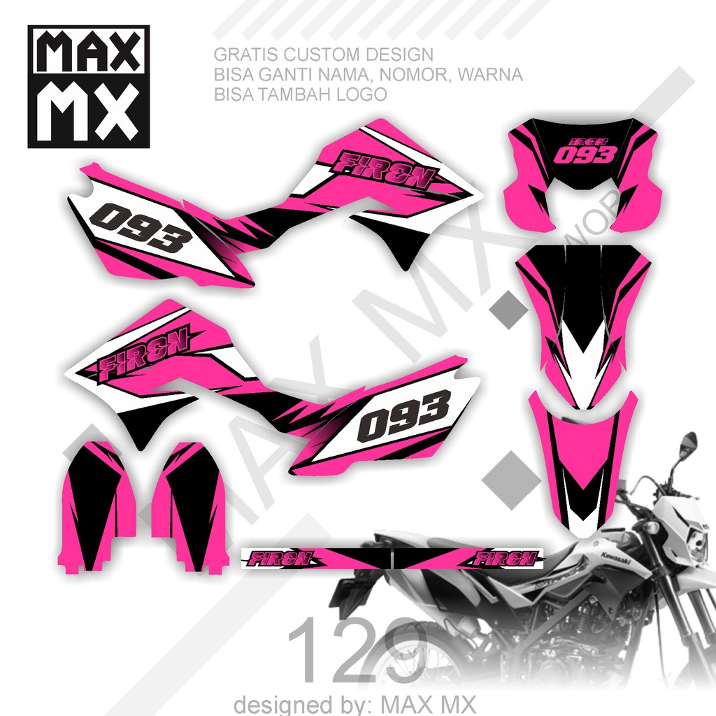 DECAL STIKER MOTOR D,TRACKER MOTIF PINK PUTIH SIMPLE