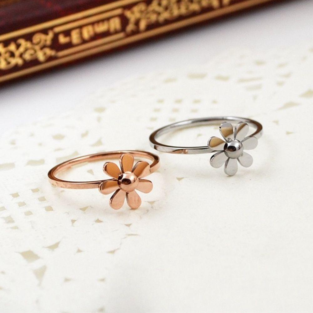 R-flower Cincin Titanium Pria Camelia Kawin Pasangan Rose Gold