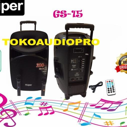Huper Gs15 15"Aktif Speaker Portable Wireless With Bluetooth Omeriamart