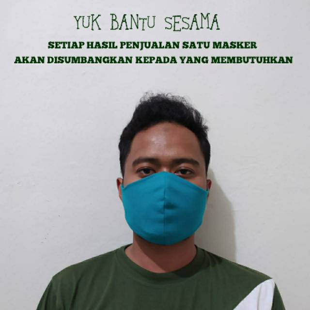 Masker Kain Duckbill Tali Unisex Hitam Biru adjustable 2 ply