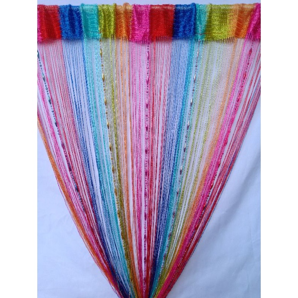 Tirai benang pelangi mute/tirai unik/tirai dekorasi acc/hiasan pintu/pembatas ruang