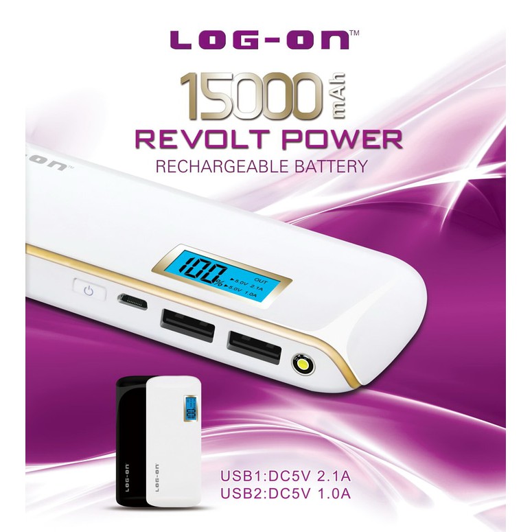 Power Bank Log On Revolt Power 15000mAh Original