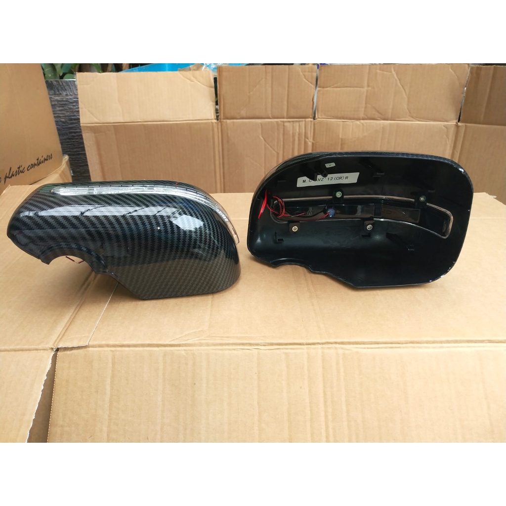 Cover Spion A.N Avanza + Lampu LED Slim Model Ori Ganti / Mirror Cover Carbon Murah