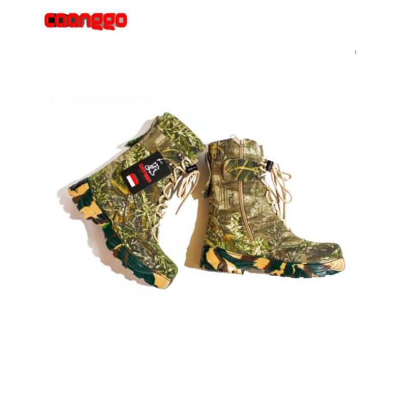 SEPATU SAFETY BOOTS NINJA CAMO HUNTING/BERBURU,SAFETY UJUNG BESI,TINGGI 10INC