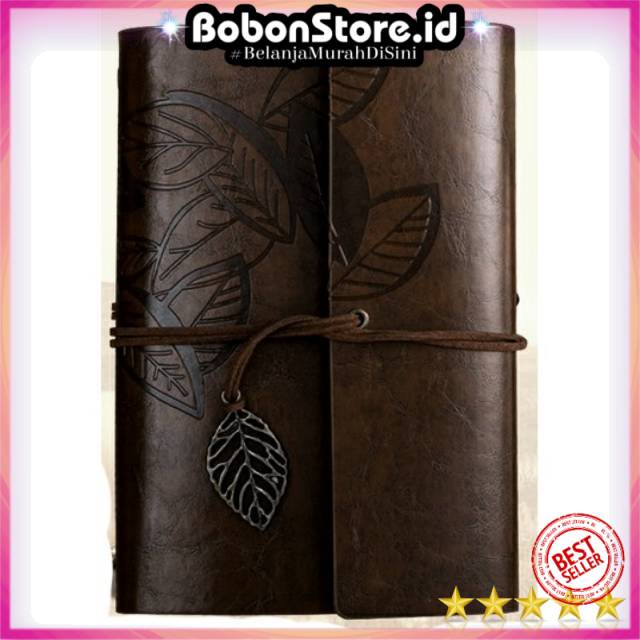 

Buku Binder Kulit A6 + Isi Motif Leaf Daun Murah Buku Agenda Notebook Vintage Note Catatan BSD666