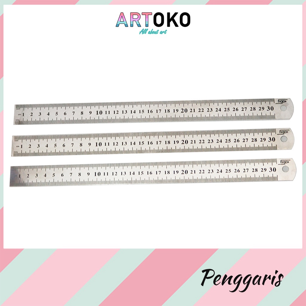 Jual Penggaris Besi Stainless Steel Cm Figo Ruler Pengaris Plastik