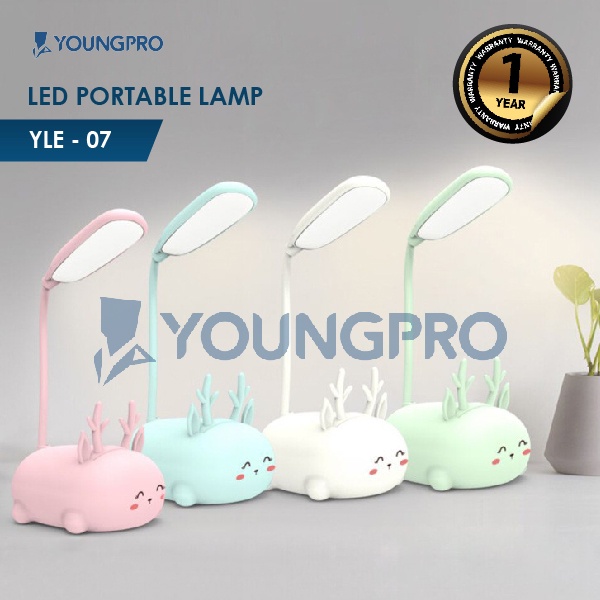 YOUNGPRO YLE-06 Cat YLE07 Deer  - Lampu Belajar Kucing &amp; Rusa Lucu Leher Flexibel Rechargeable di Charge Ulang Kado Unik Lucu Untuk Anak Perempuan Pacar