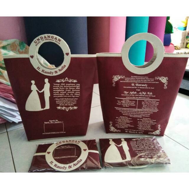 Undangan gagang bulat polos,undangan kawin,undangan nikah,undangan manten,tas pernikahan,tas pesta,t