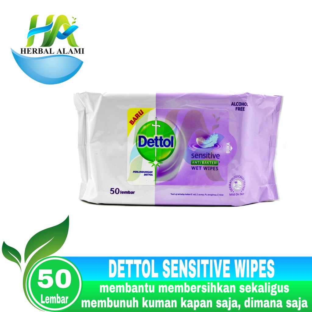 Dettol Wet Wipes Sensitive Antiseptic Ungu isi 50 lembar / tissue basah dettol wet wipes