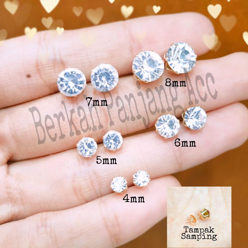 Anting permata satu zircon  warna perhiasan emas korea anti karat dan anti luntur