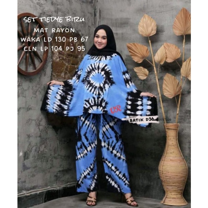 Tiedye Biru Set - Rayon Premium - Busui - One Set - Baju Kantor - Ori by Naura