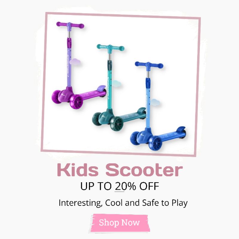 KIDZU Scooter Skuter Anak Roda Tiga Lampu Berkelip