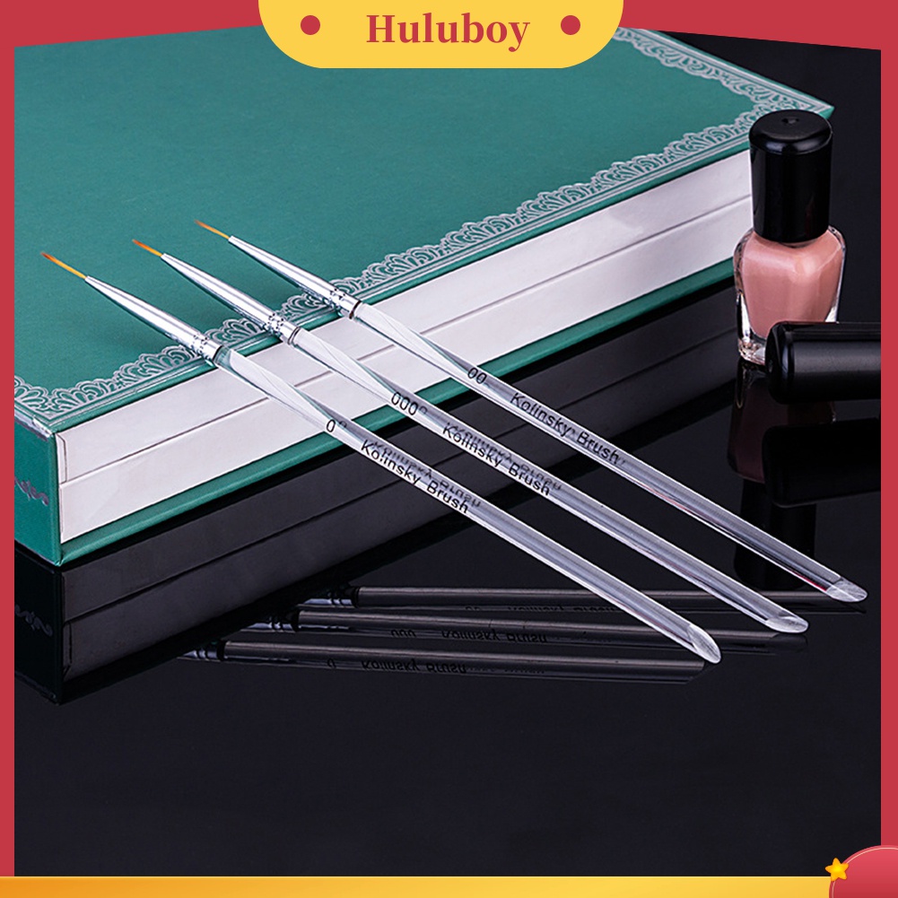 Huluboy Huluboy♡ 3pcs Pen Brush Dua Sisi Transparan Untuk Menggambar / Manicure