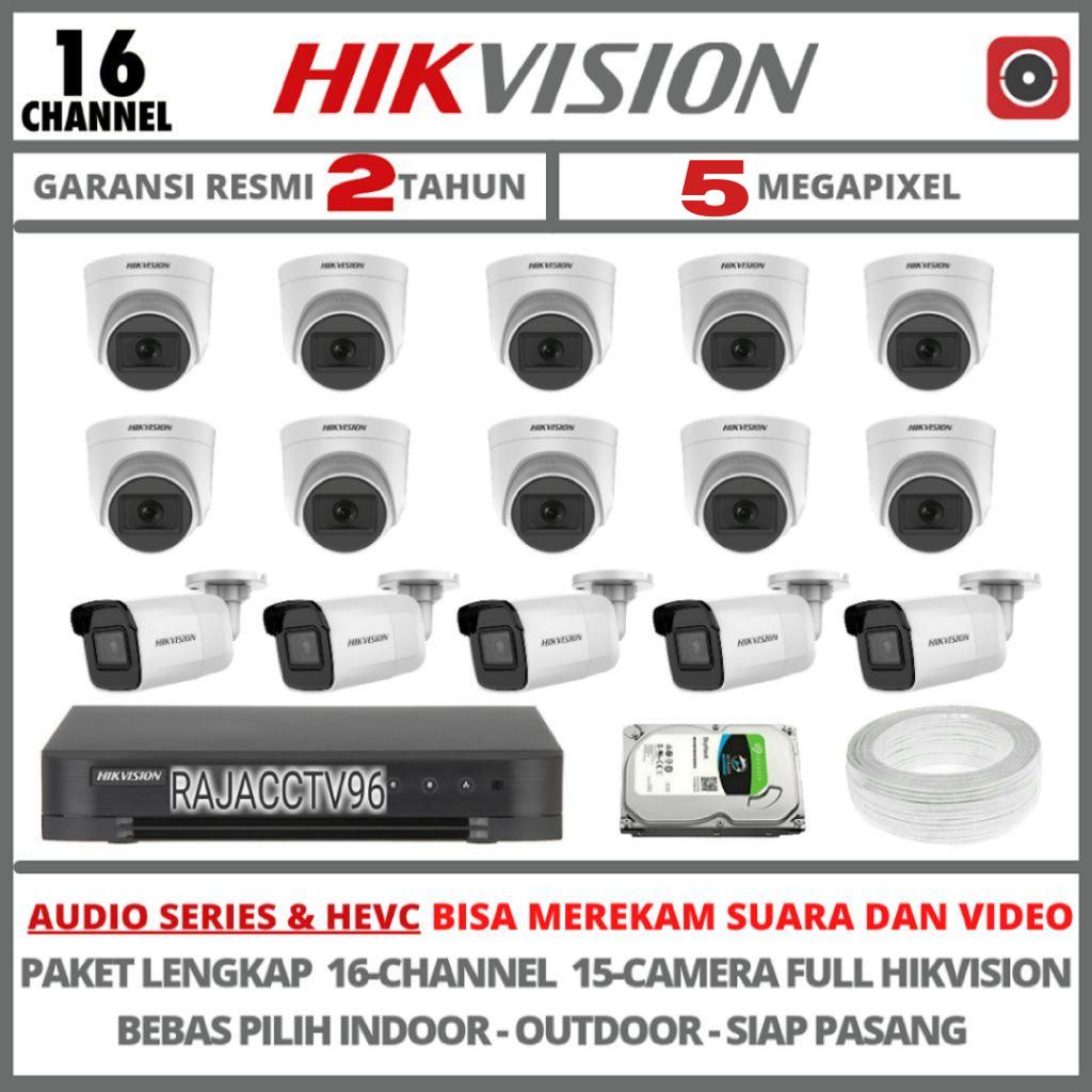 PAKET CCTV HIKVISION 5MP 16 CHANNEL 15 CAMERA TURBO HD KAMERA CCTV