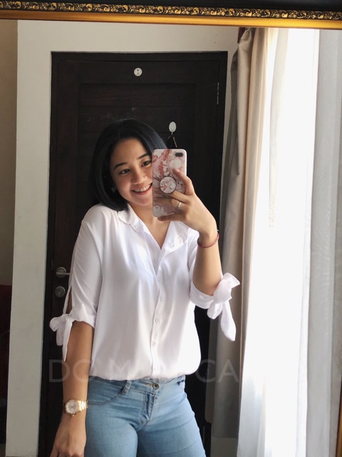 CINDY OVERSIZED SHIRT | kemeja wanita oversize lengan pendek bahan rayon-4