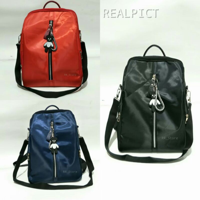 backpack Kampus Ransel Kuliah Kerja Warna Solid Wanita Korea Versi Siswa SMA tas sekolah-6