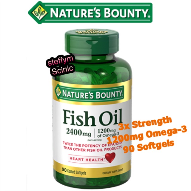 Nature’s Bounty Fish Oil 2400mg 1200mg Omega-3, Isi 90. Triple Strength Natures Bounty