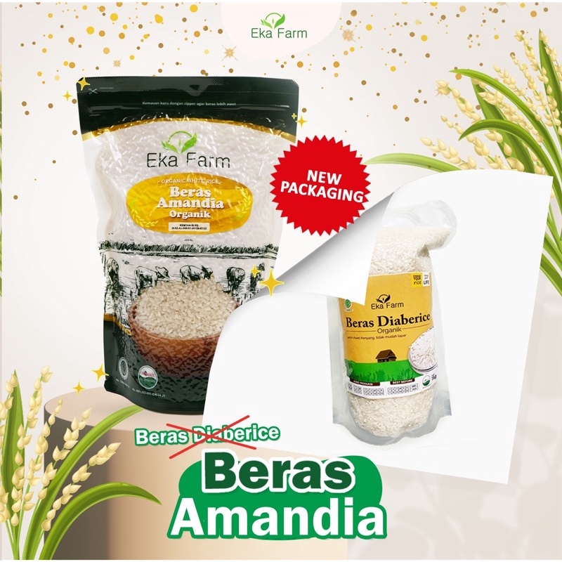 

Beras Diabetes Organik 1kg Eka farm VACUM | New Packaging ada ziplocknya | Beras Amandia - beras diabetes - berat rendah glikemik