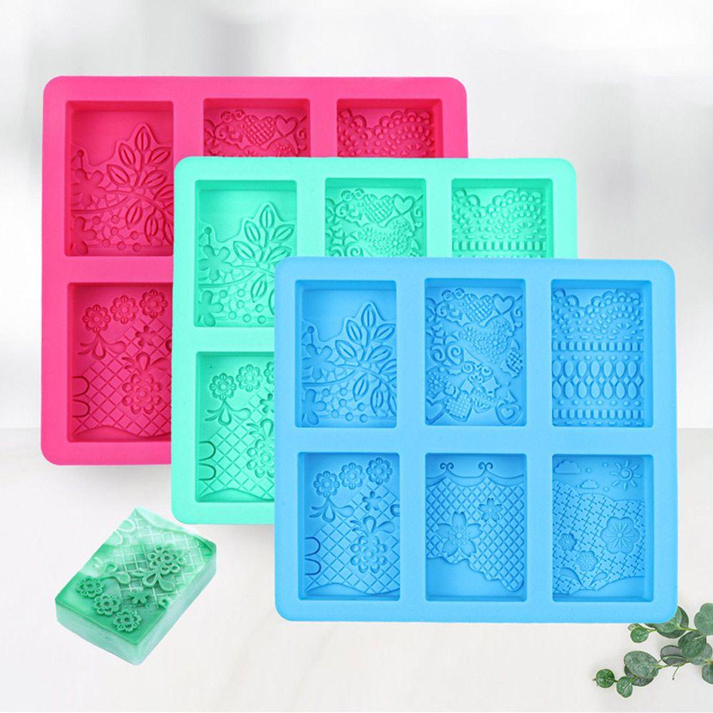 Solighter Cetakan Sabun Silikon Dengan Pola Hias Multi-Fungsi 3D DIY Craft 6rongga Handmade Soaps Supplies