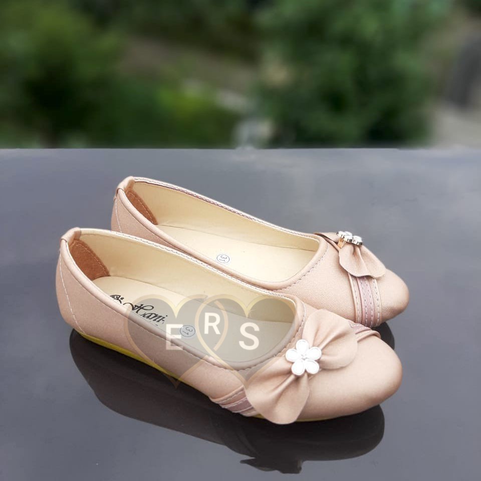 TOKOERS SBA02 Sepatu Balet, Flatshoes Anak Perempuan Umur 7 8 9 10 thn - Motif Pita with Bunga