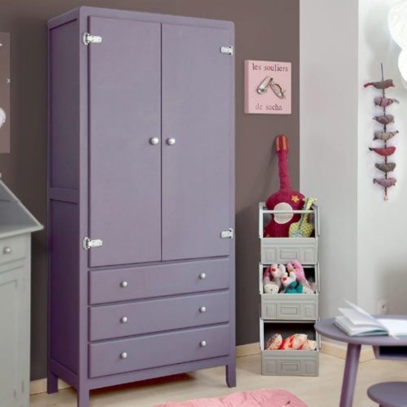 Lemari pakaian kayu 2 pintu anak minimalis