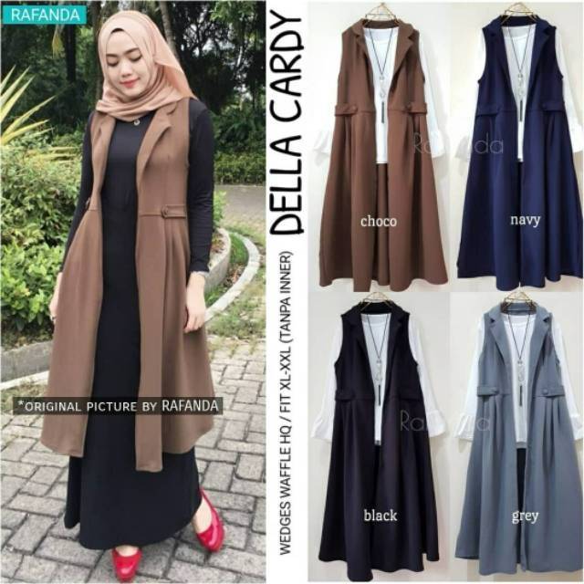 Della Cardy, KARDIGAN WANITA CANTIK TANPA LENGAN BAHAN WEDGES WAFFLE LD 98-110 TERMURAH TERLARIS OOTD MODIS