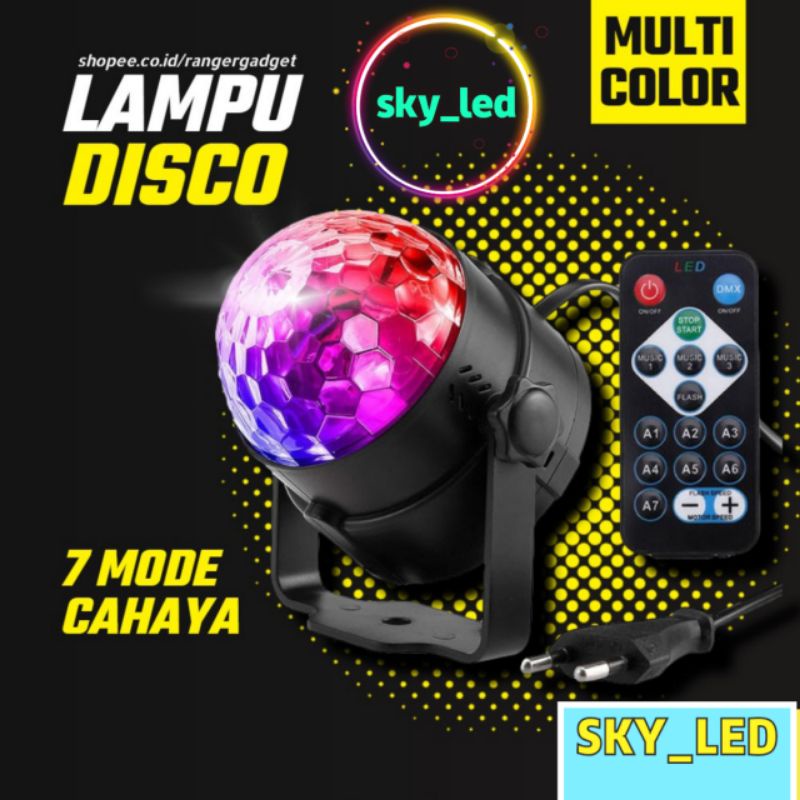 SKY_LED / Lampu Disko LED RGB / MAGIC BALL /  Dapat Berputar dengan Sensor Suara untuk Natal / Pernikahan / KTV