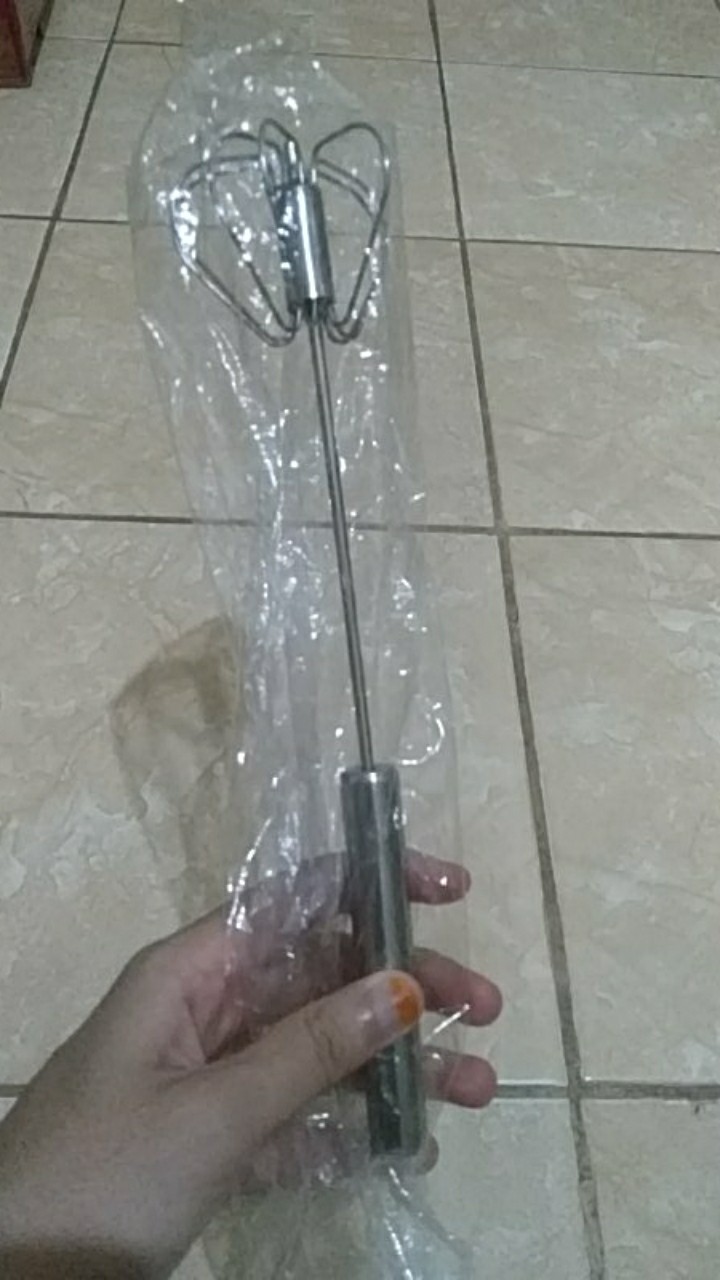 Pengocok / Kocokan Telur Kopi Dalgona Hand Mixer Whisker Stainless Otomatis Berputar 26 / 29 / 35 Cm
