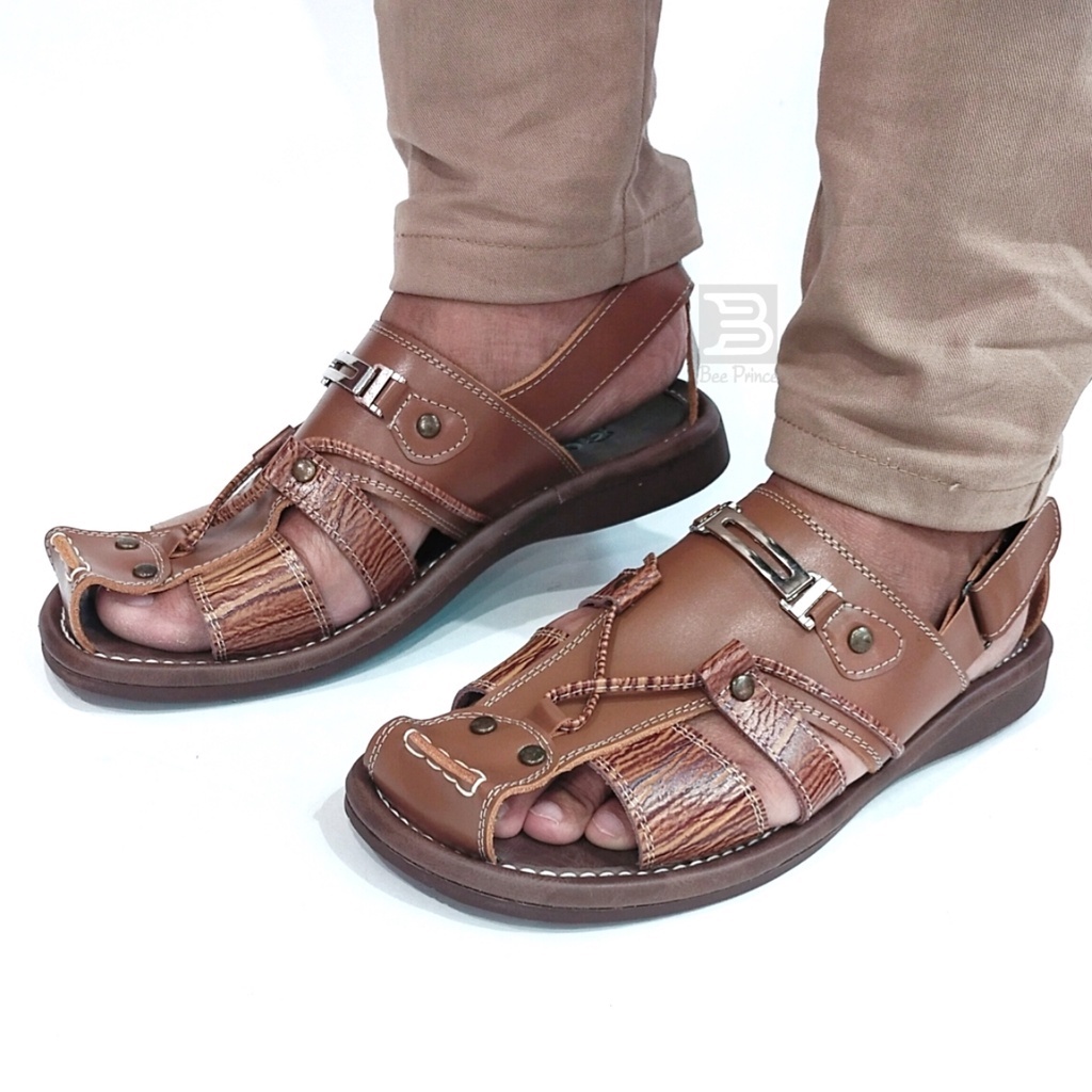 Sandal Pria Kulit Asli Model Tali Sendal Gunung Kasual