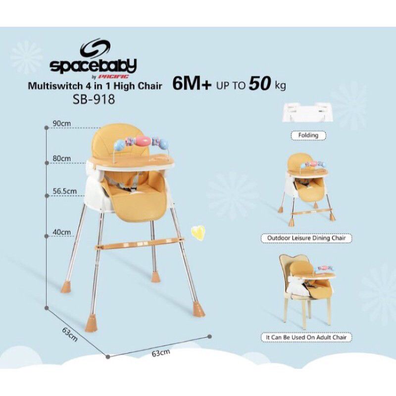 SB 918 Baby Booster &amp; High Chair Kursi Makan Space Baby