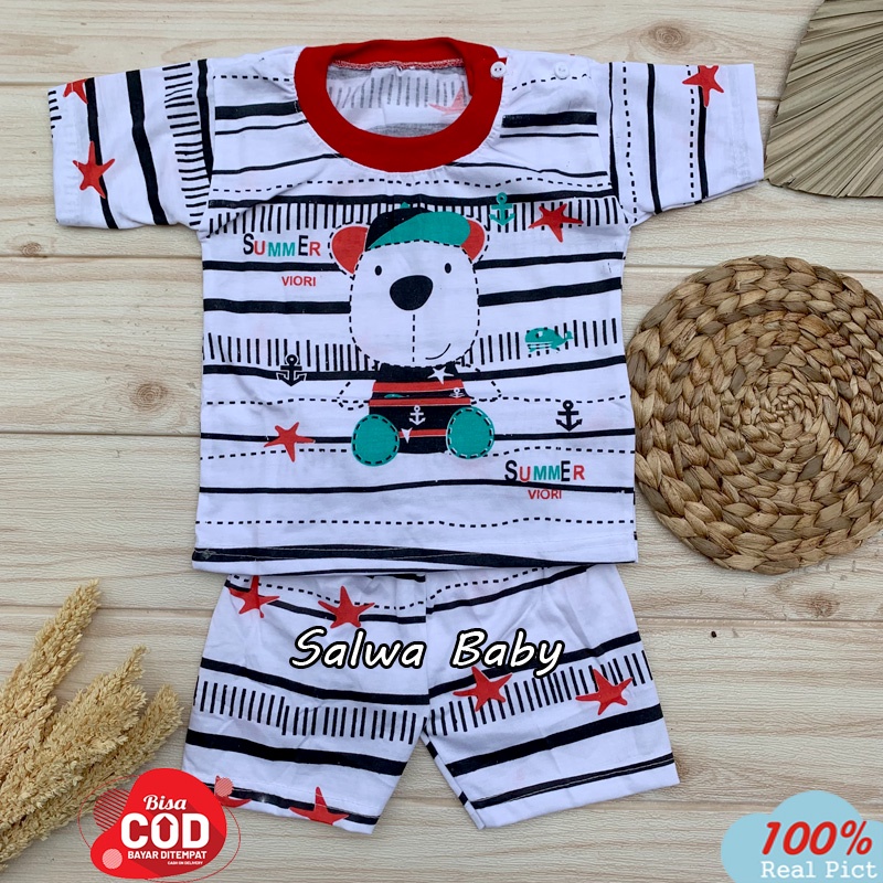 Setelan Baju Bayi Lengan Pendek Usia 5-12 Bulan Almeerababy