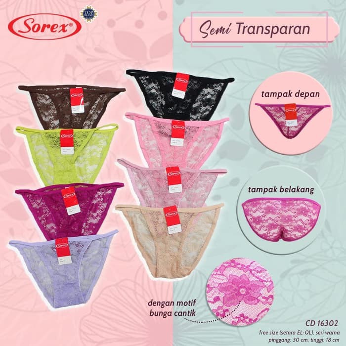 ready cd renda semi transparan motif bunga cantik size besar sorex 16302