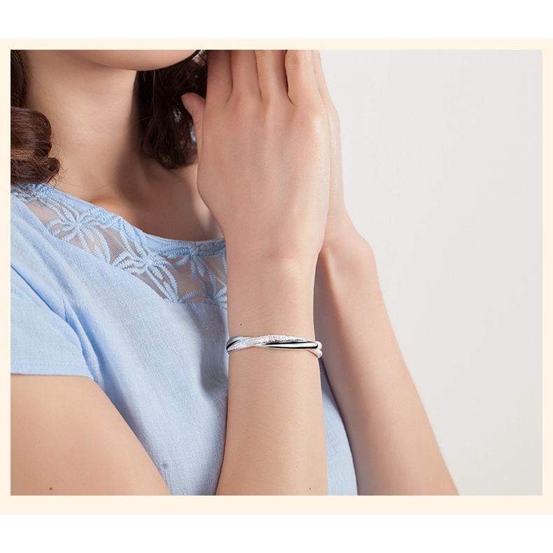 Gelang Model Terbuka Bahan 999 Sterling Silver Untuk Wanita