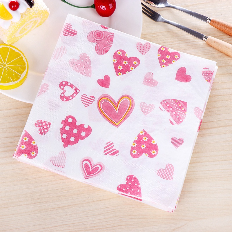 20pcs Heart Printing Wedding Napkins/paper Towel Party Supplies Birhtday