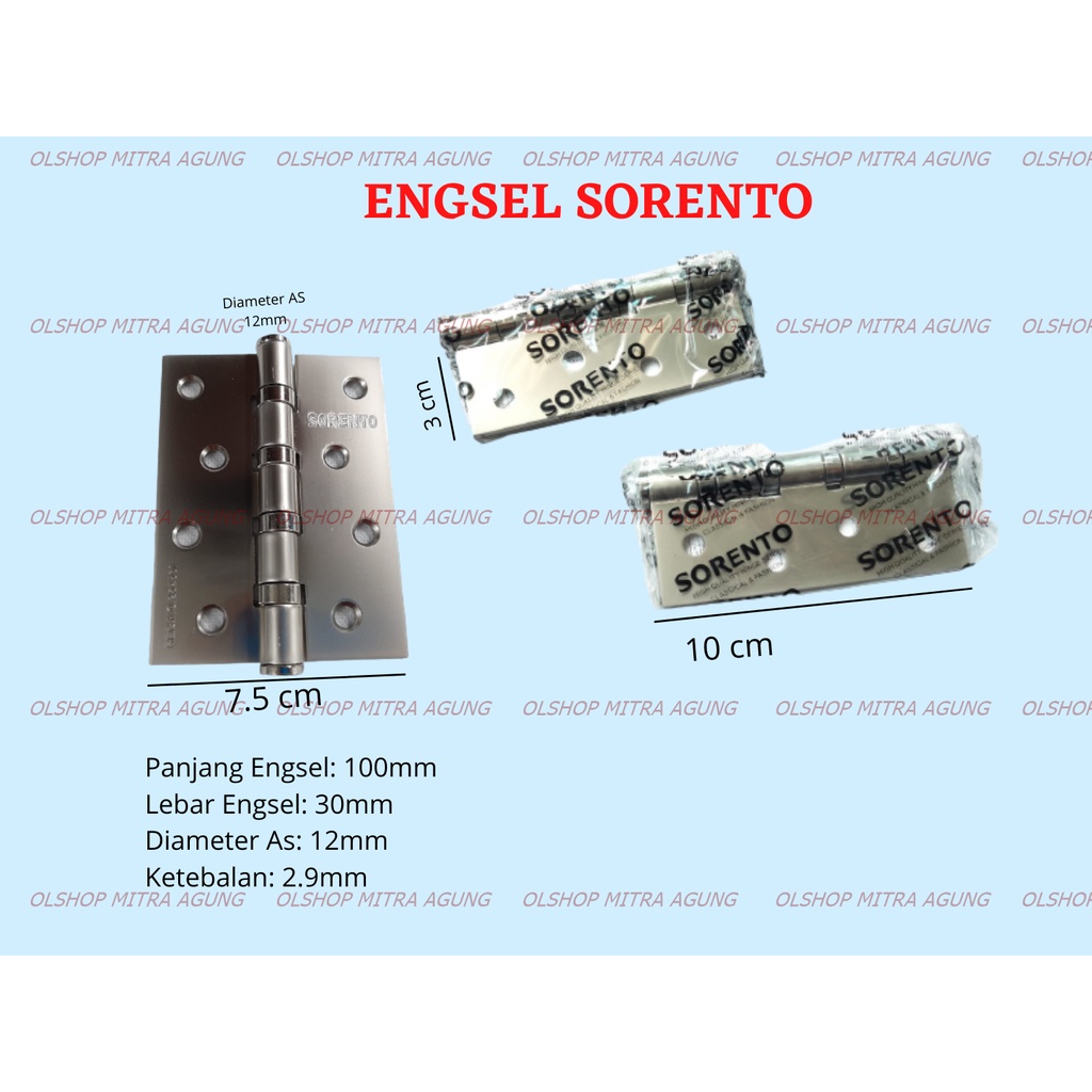 OLS Engsel Tebal Sorento Engsel Jendela 4&quot; Engsel Pintu Stainles Belluci MA