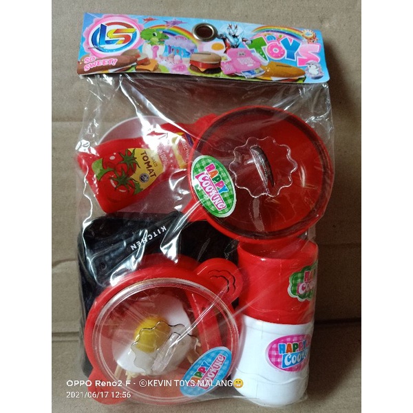 LM 10 mainan anak edukasi masak masakan plus kompor lengkap / happy cooking set new