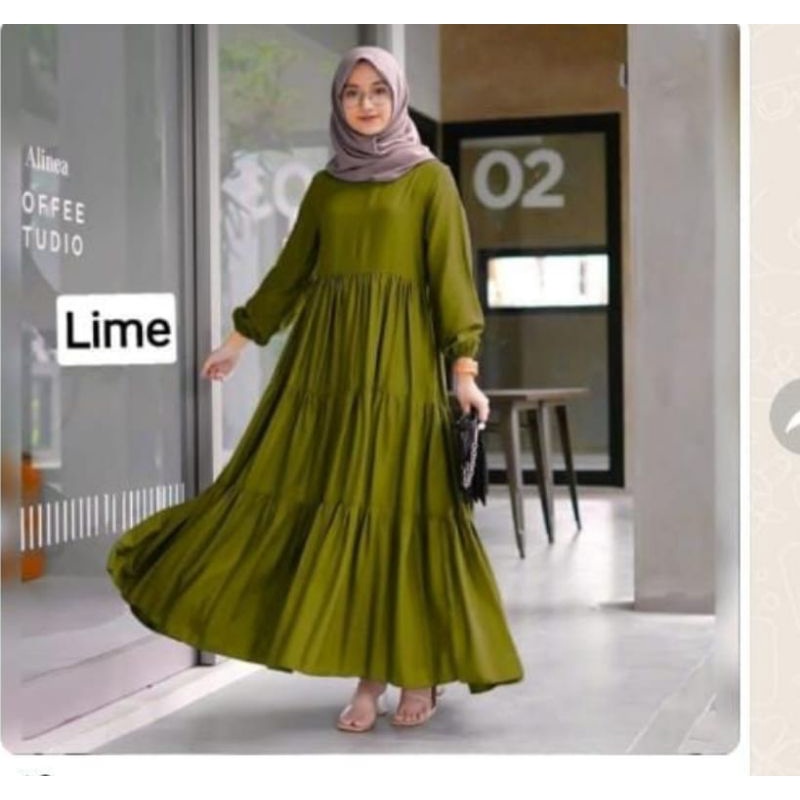 Gamis rayon polos rempel susun wanita remaja...