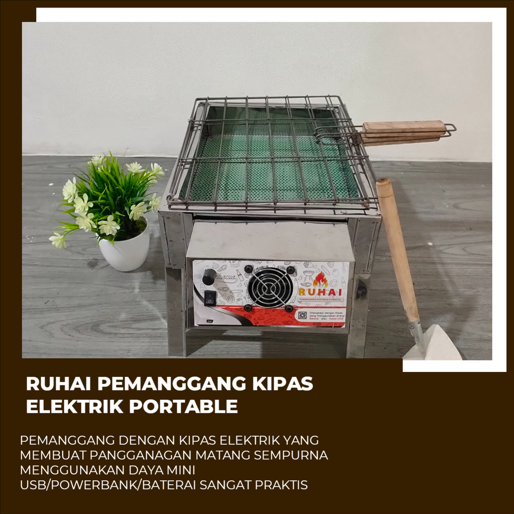 ruhai pemanggang kipas otomatis baterai listrik usb powerbank