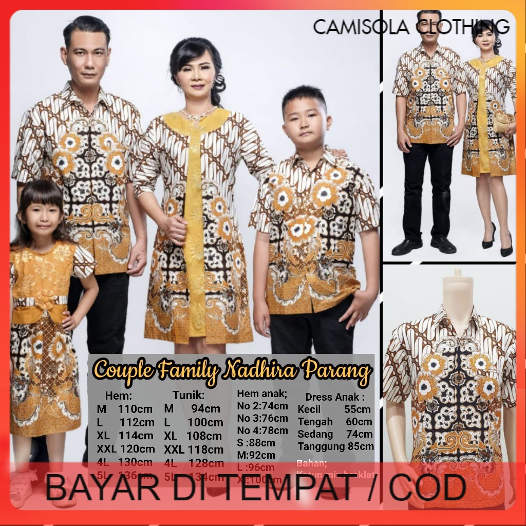 Batik couple keluarga dan anak size jumbo dress copel seragam modern terbaru nadhira nadira parang