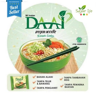 

DAAI Mi Soto ( Isi 5 Pcs ) Mie Instant Vegan Noodle Vegetarian HALAL NON MSG & TANPA BAHAN PENGAWET