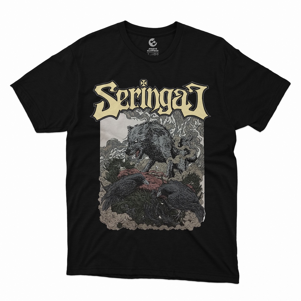 T-shirt SERINGAI Wolf Crows Kaos Premium
