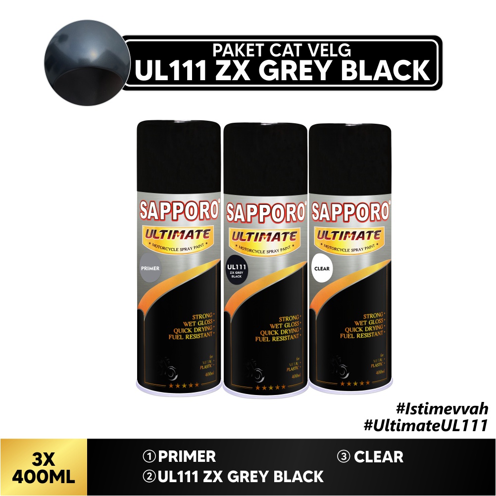 Paket Cat UL111 ZX Grey Black / Sapporo Ultimate / Cat Spray Semprot Terbaik