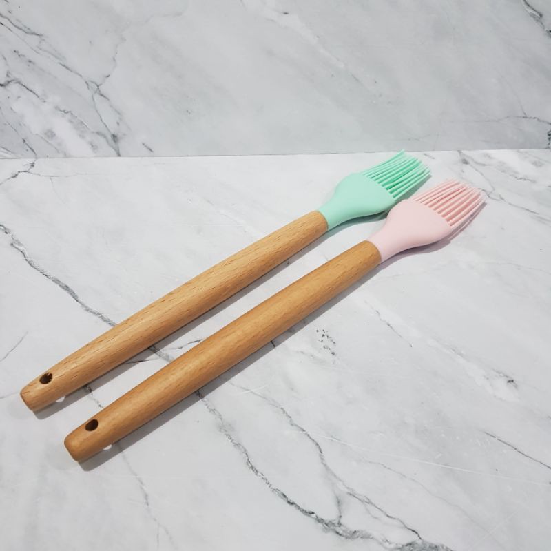 KUAS silcone solet spatula masak silicon 27 cm gg kayu KUAS silikon tahan panas