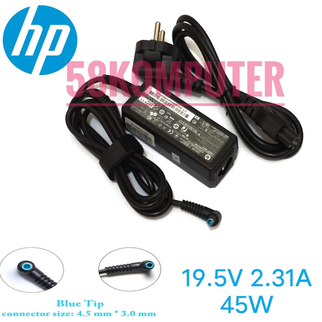 Adapter charger casan laptop HP 741727-001 Blue Tip 45w 740015-002 740015-004 719309-003 721092-001 854054-002 854054-003 854054-001 740015-001 Stream 11 13 14 19.5V 2.31A 45W 4.5.3.0