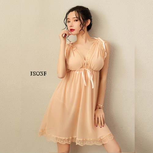 [BISA BAYAR DITEMPAT] LINGERIE BIG SIZE BAJU TIDUR JUMBO CREAM FIT TO XXL JS03F